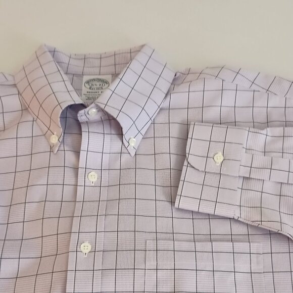 Brooks Brothers Men’s Purple Check Regency Fit Button Up Shirt L/S  Size 16.5 - Picture 4 of 14